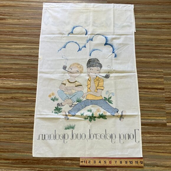 Dutch Children Kitchen Curtain Vintage Holland Tulip Jong Geleerd Oud Gedaan - Picture 6 of 6